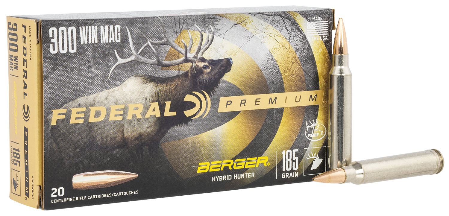Federal .300 Winchester Mag 185gr Berger Hybrid Hunter Ammo
