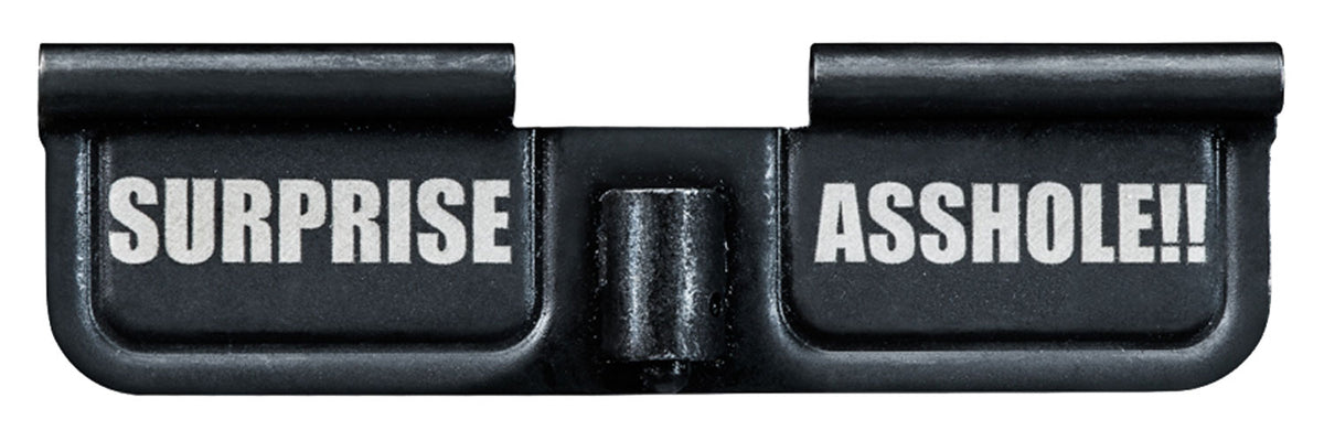 Phase 5 Weapon Systems EPCSURPRISE Ejection Port Door AR-15 Black Parkerized Steel 3.10" Engraved "Surprise Asshole!!"