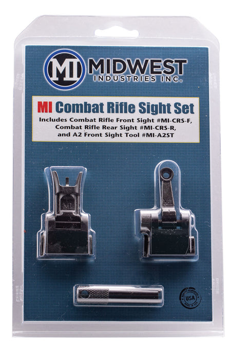 Midwest Industries MICRSSET Combat Rifle Sight Set Black Flip Up Front & Rear for AR-15, M16, M4