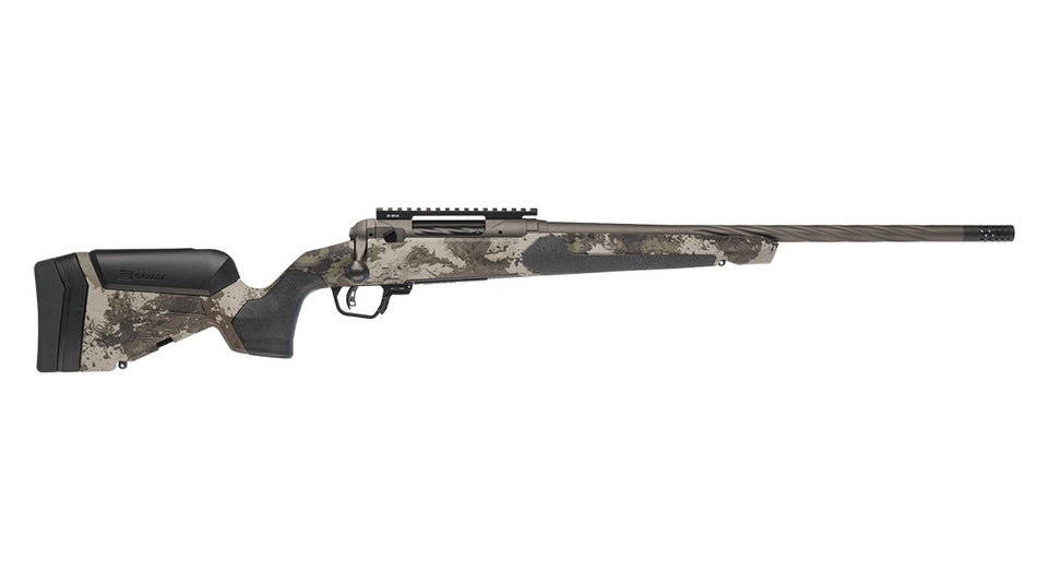Savage Arms 32573 110 Core Hunter Pro 308 Win 3+1 20" Spiral Fluted Barrel, Savage Woodland Camo AccuStock w/AccuFit V2 Synthetic Stock, Right Hand