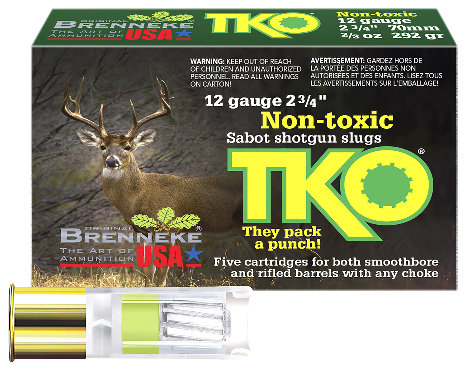 Brenneke Tin KnockOut Hunting 12 Gauge 2.75 in 2/3 oz Slug