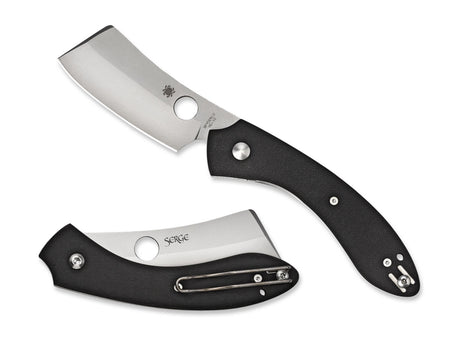 Spyderco C177GP ROC 3.07" Folding Cleaver Plain Matte Gray VG-10 SS Blade Black G10 Handle Includes Pocket Clip