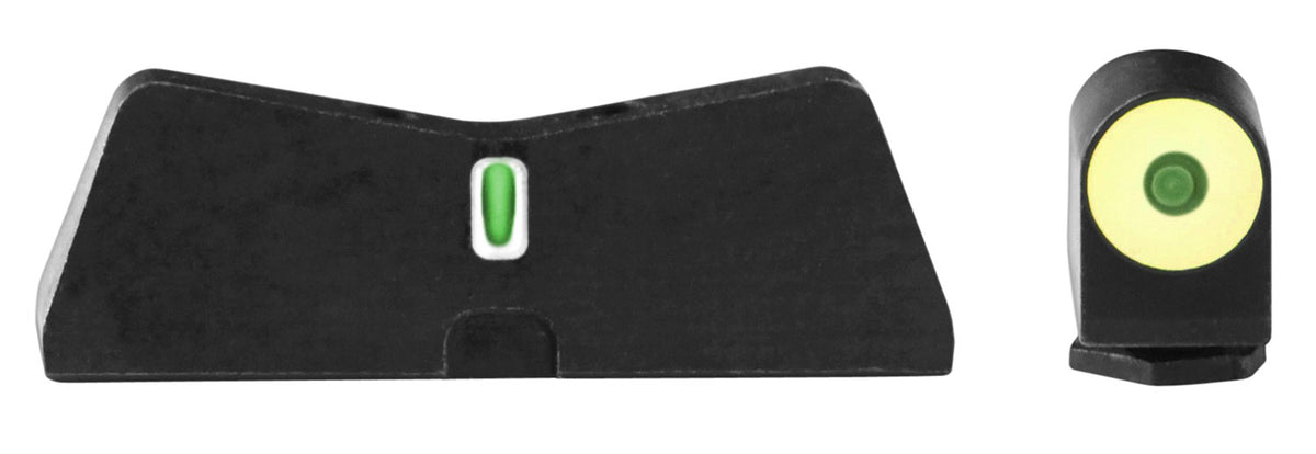 XS Sights GL0009S5Y DXT2 Big Dot Night Sights fits Glock Black | Green Tritium Yellow Outline Front Sight Green Tritium White Outline Bar Rear Sight