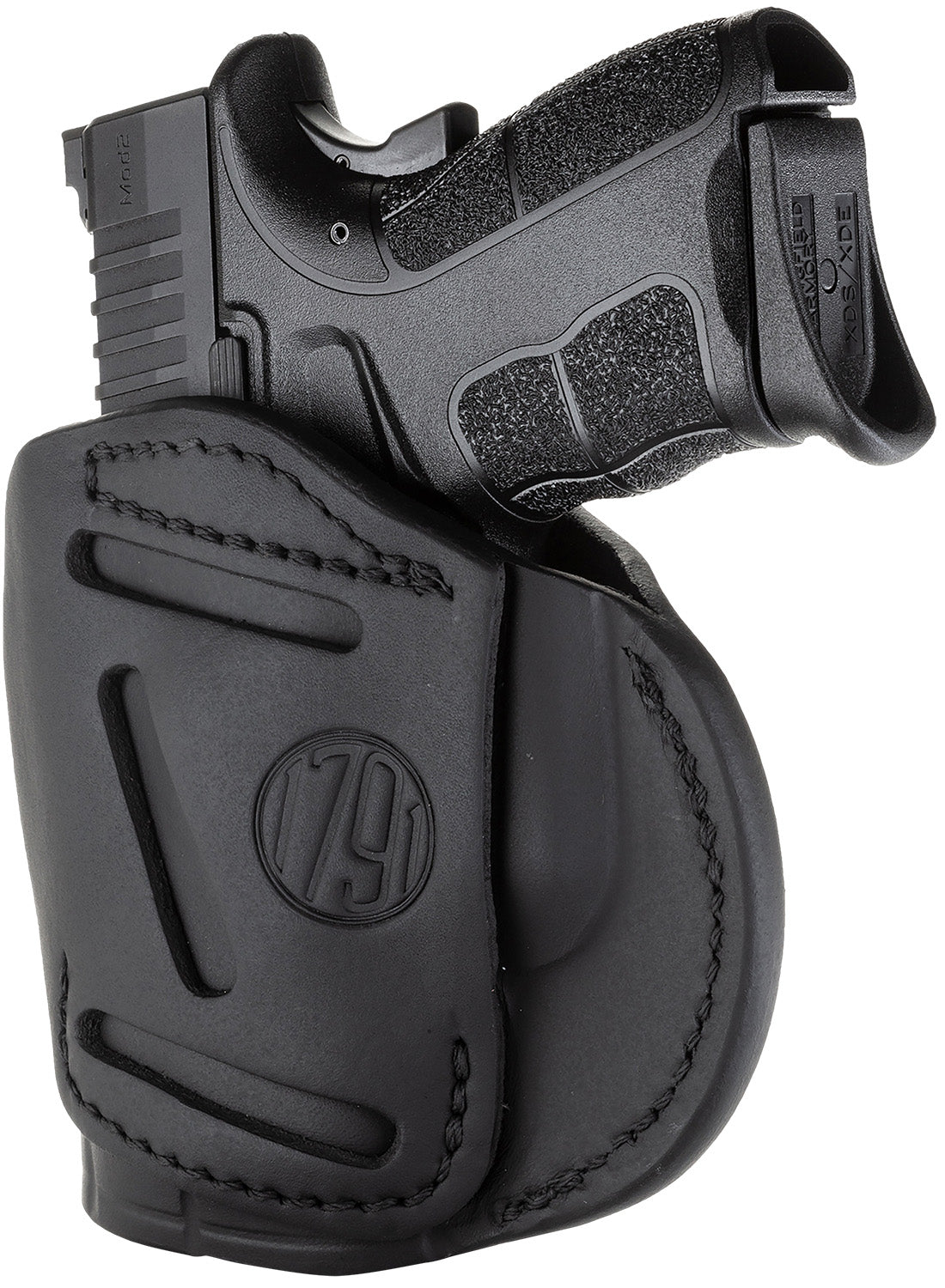 1791 Gunleather 4WH4SBLR 4-Way IWB/OWB Size 04 Stealth Black Leather Belt Clip Compatible w/Glock 26/Springfield XD/XDS/S&W M&P Shield Plus Right Hand