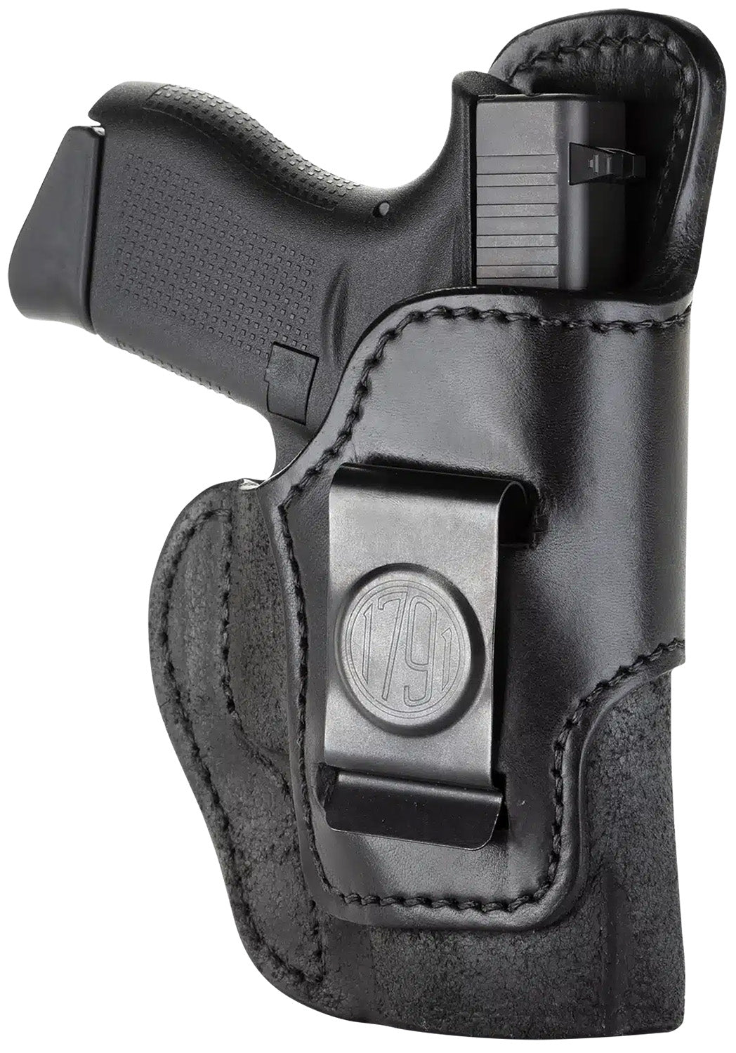 1791 Gunleather RCH3BLKR RCH IWB Size 03 Black Leather Belt Clip Compatible w/Ruger LC9/1911/Glock 43/43X Right Hand