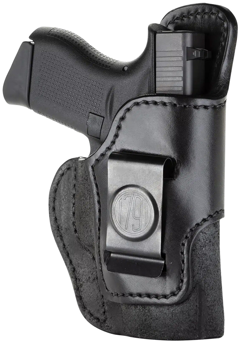 1791 Gunleather RCH3BLKR RCH IWB Size 03 Black Leather Belt Clip Compatible w/Ruger LC9/1911/Glock 43/43X Right Hand