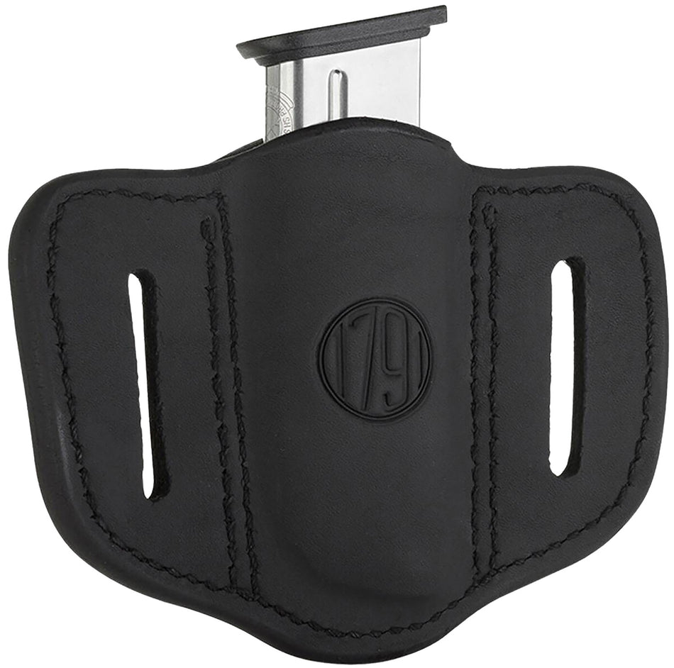 1791 Gunleather MAG11SBLA MAG1.1 Single Mag Holster Stealth Black Leather Belt Slide Compatible w/ Single Stack Ambidextrous