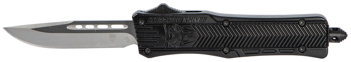 CobraTec Knives SBCTK1SDNS CTK-1 Small 2.75" OTF Drop Point Plain D2 Steel Blade/Black Aluminum Handle Features Glass Breaker Includes Pocket Clip
