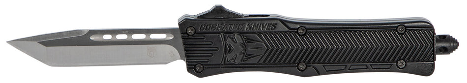 CobraTec Knives SBCTK1STNS CTK-1 Small 2.75" OTF Tanto Plain Black D2 Steel Blade/Black Aluminum Handle Features Glass Breaker Includes Pocket Clip