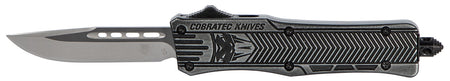 CobraTec Knives SSWCTK1SDNS CTK-1 Small 2.75" OTF Drop Point Plain D2 Steel Blade/Black Stonewashed Aluminum Handle Features Glass Breaker Includes Pocket Clip