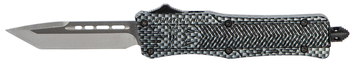 CobraTec Knives SCFCTK1STNS CTK-1 Small 2.75" OTF Tanto Plain D2 Steel Blade/Carbon Fiber Aluminum Handle Features Glass Breaker Includes Pocket Clip