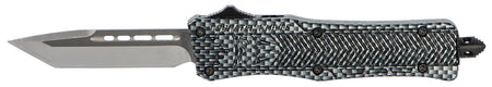 CobraTec Knives SCFCTK1STNS CTK-1 Small 2.75" OTF Tanto Plain D2 Steel Blade/Carbon Fiber Aluminum Handle Features Glass Breaker Includes Pocket Clip