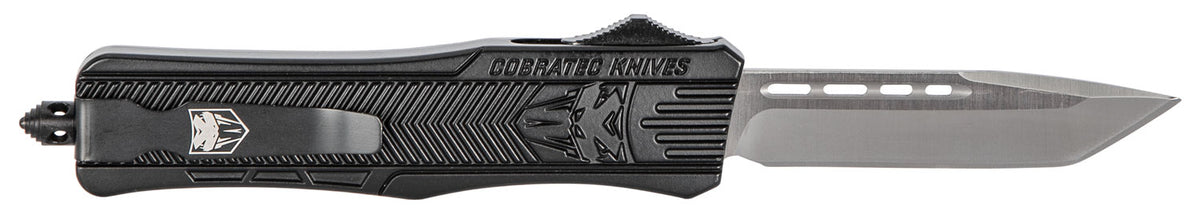 CobraTec Knives MBSTK1MTNS CTK-1 Medium 3" OTF Tanto Plain D2 Steel Blade/Black Aluminum Handle Features Glass Breaker Includes Pocket Clip