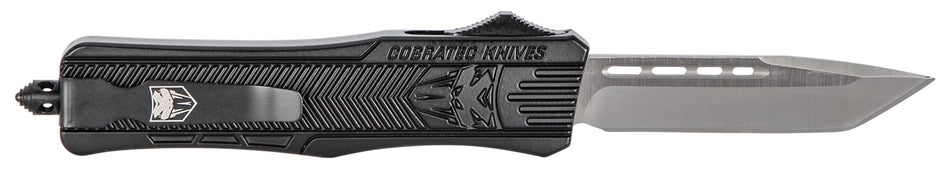 CobraTec Knives MBSTK1MTNS CTK-1 Medium 3" OTF Tanto Plain D2 Steel Blade/Black Aluminum Handle Features Glass Breaker Includes Pocket Clip