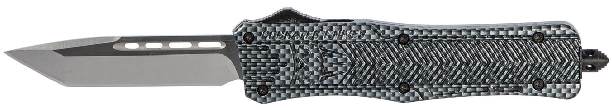 CobraTec Knives MCFCTK1MTNS CTK-1 Medium 3" OTF Tanto Plain D2 Steel Blade/Carbon Fiber Aluminum Handle Features Glass Breaker Includes Pocket Clip