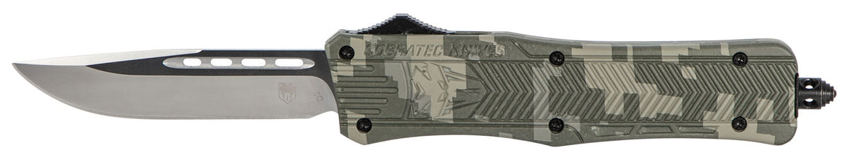 CobraTec Knives MADCCTK1MDNS CTK-1 Medium 3" OTF Drop Point Plain D2 Steel Blade/Army DigiCamo Aluminum Handle Features Glass Breaker Includes Pocket Clip