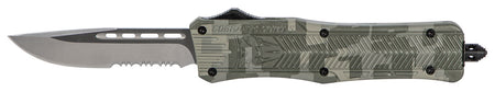 CobraTec Knives MADCCTK1MDS CTK-1 Medium 3" OTF Part Serrated D2 Steel Blade Army DigiCamo Aluminum Handle Features Glass Breaker Includes Pocket Clip
