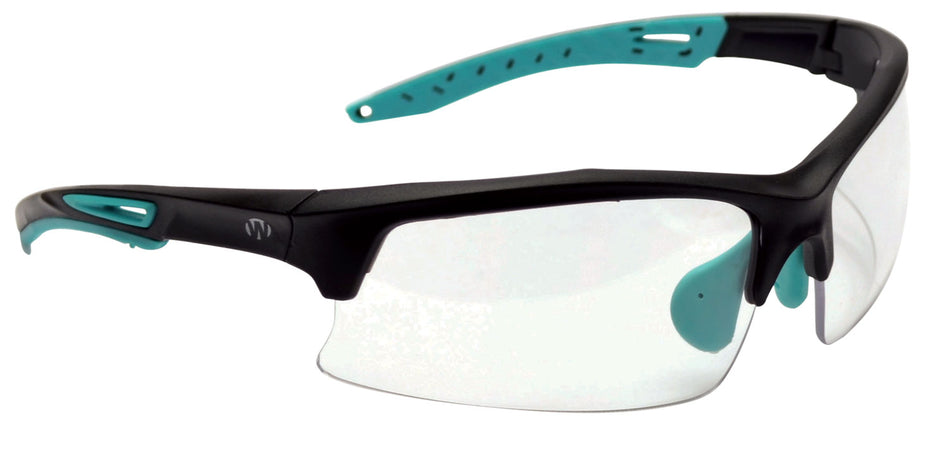 Walker's GWPTLSGLCLR Sport Glasses Adult Clear Lens Polycarbonate Black with Teal Accents Frame