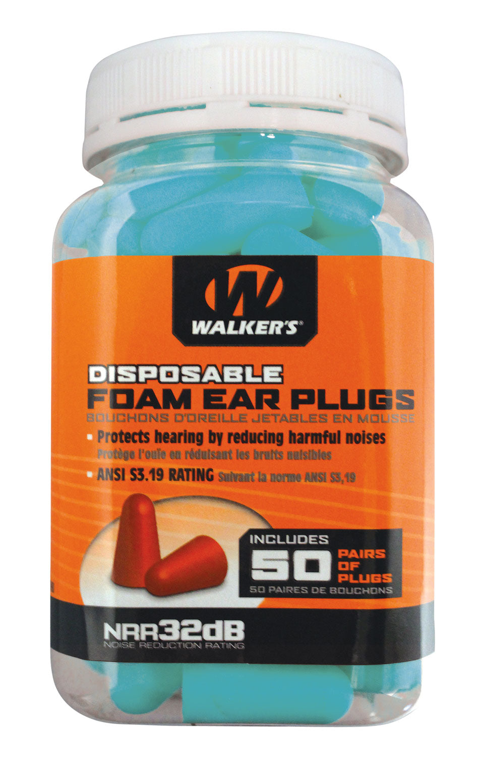 Walker's GWPFP50PKTL Foam Ear Plugs Foam 32 dB In The Ear Teal Adult 50 Pair