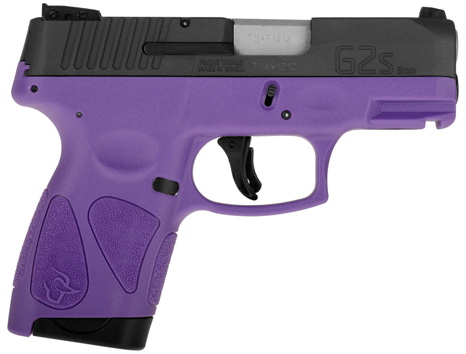 Taurus 1-G2S931DP G2S Compact Frame 9mm Luger 7+1 3.26" Matte Stainless Steel Barrel, Matte Black Serrated Alloy Steel Slide, Dark Purple Polymer Frame w/Picatinny Rail & Polymer Grip, Right Hand