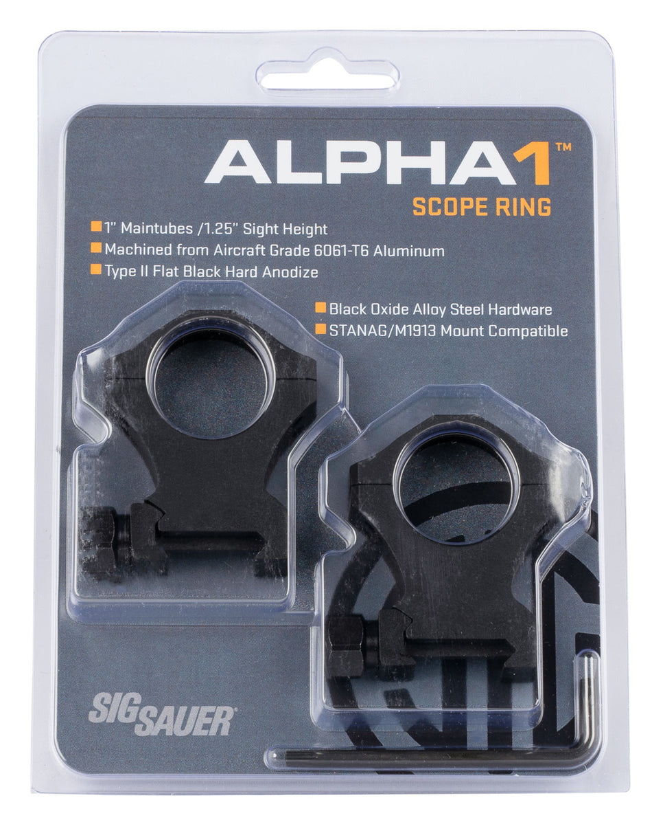 Sig Sauer Electro-Optics SOA10022 Alpha 1 Matte Black 1" Extra High 0 MOA