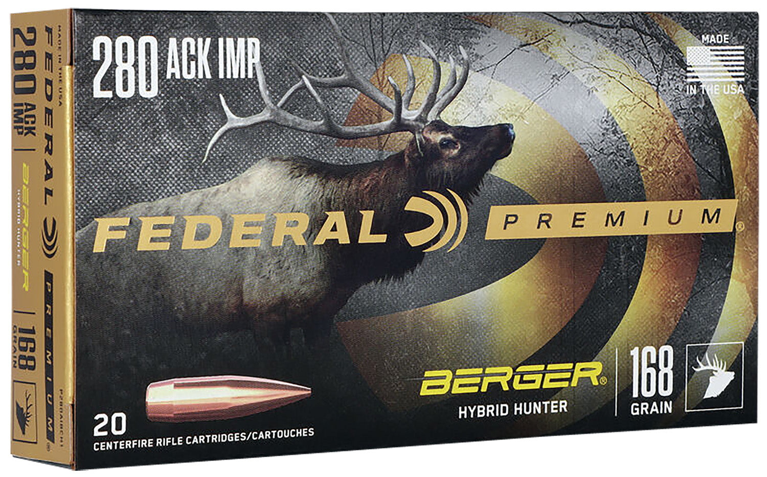 Federal .280 Ackley Premium 168gr BTHP Ammo