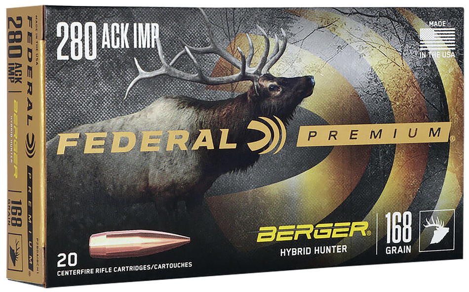 Federal .280 Ackley Premium 168gr BTHP Ammo