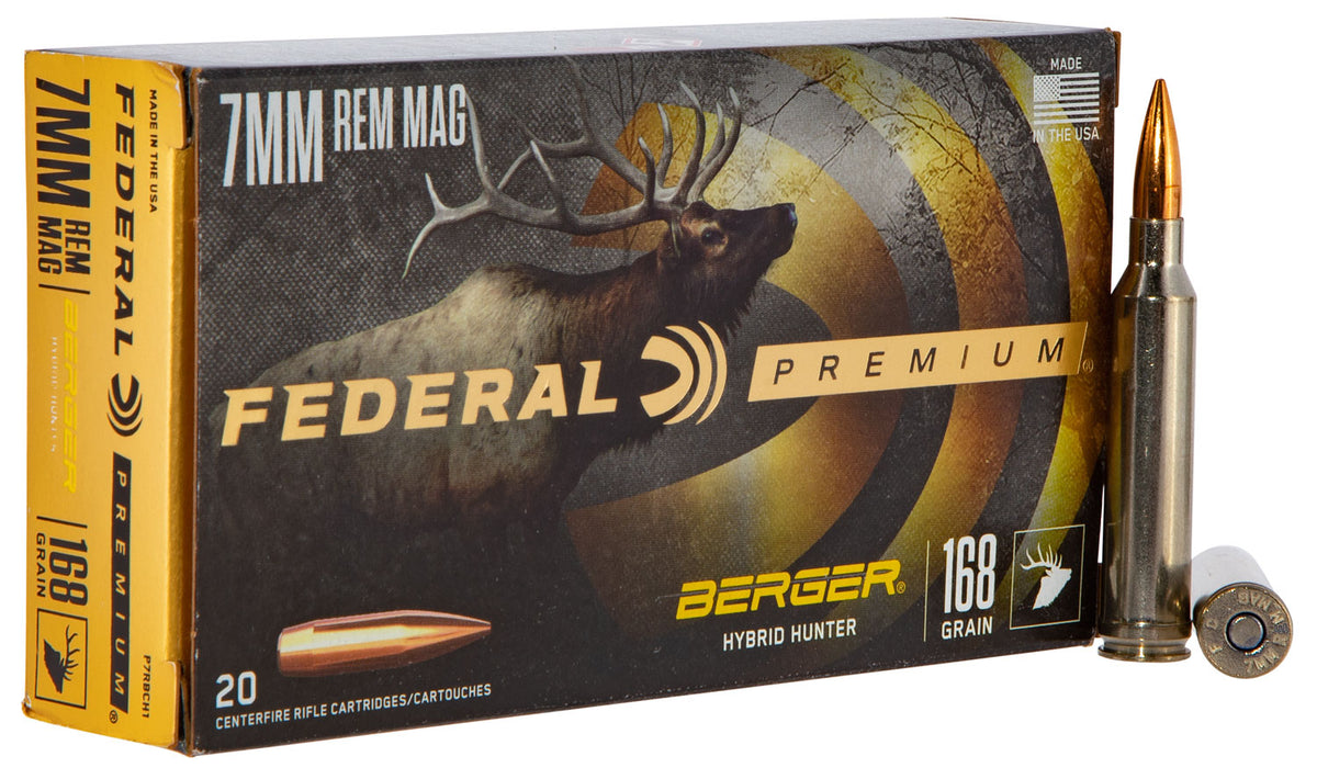Federal 7mm Remington Mag 168gr Berger Hybrid Hunter Ammo