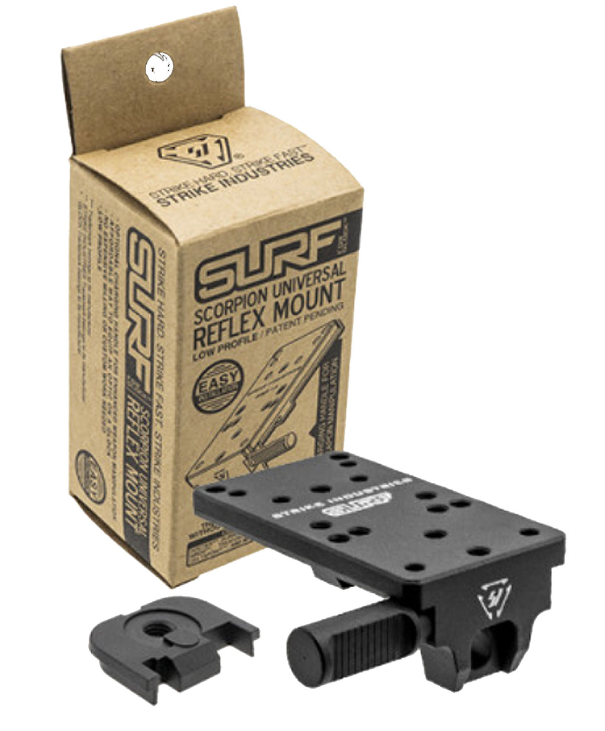 Strike Industries GSURF Scorpion Universal Mount Low Profile, Black Anodized Aluminum, Compatible w/Glock Gen1-5, Except 42/43/43X/48, Dovetail Mount