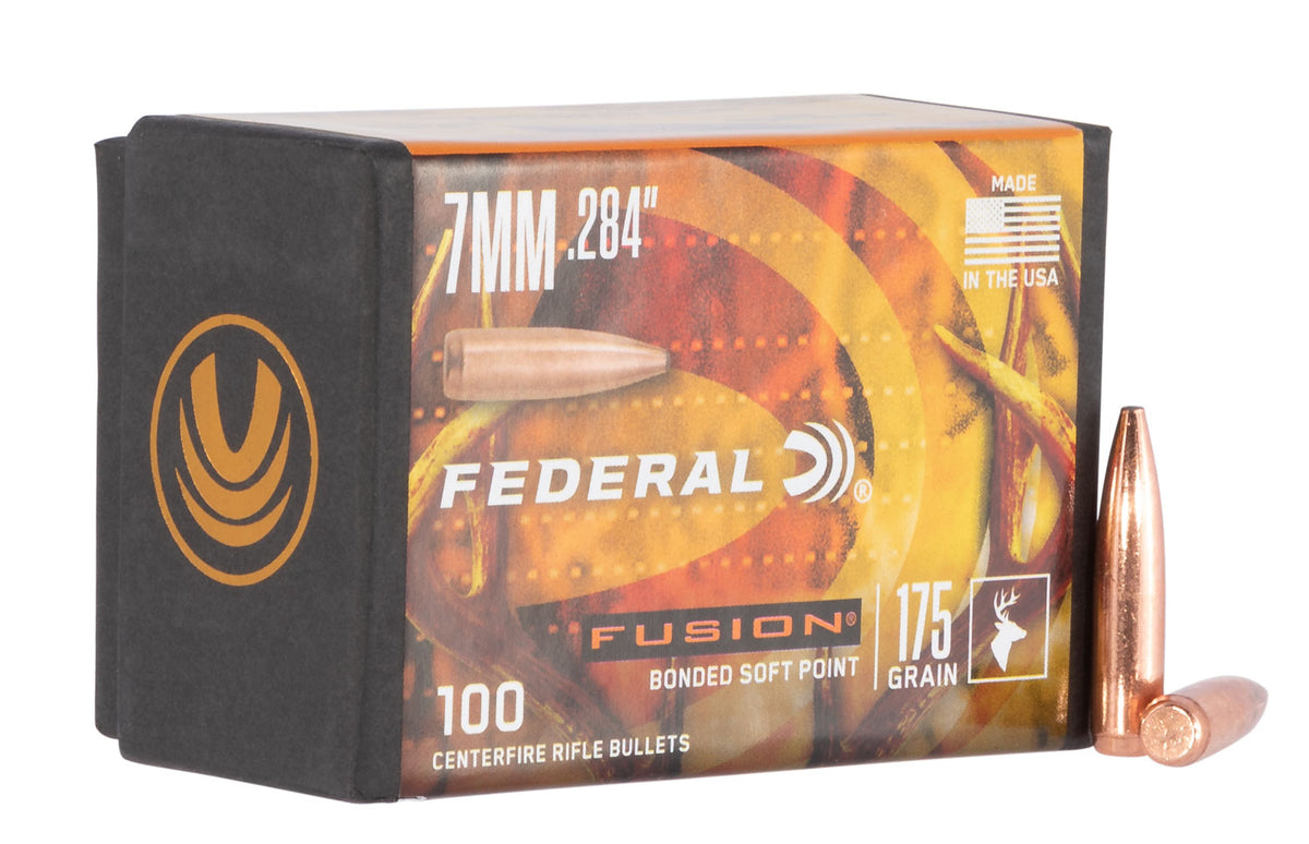 Federal FB284F4 Fusion Component 7mm .284 175 gr Fusion Soft Point 100 Per Box/ 4 Case