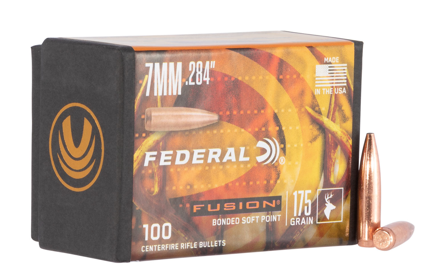 Federal FB284F4 Fusion Component 7mm .284 175 gr Fusion Soft Point 100 Per Box/ 4 Case