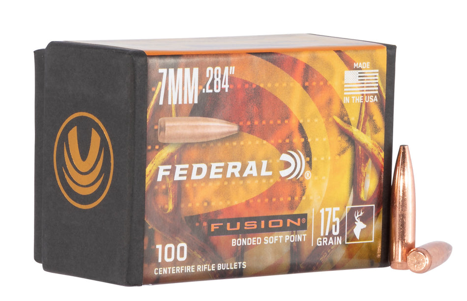 Federal FB284F4 Fusion Component 7mm .284 175 gr Fusion Soft Point 100 Per Box/ 4 Case