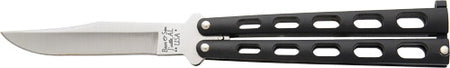 BEAR & SON BUTTERFLY KNIFE 3.58" BLACK/SS CLIP POINT
