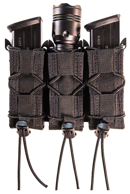 High Speed Gear 11PT03BK TACO Mag Pouch Triple Black Nylon MOLLE Belts 2" Wide Compatible w/ Pistol