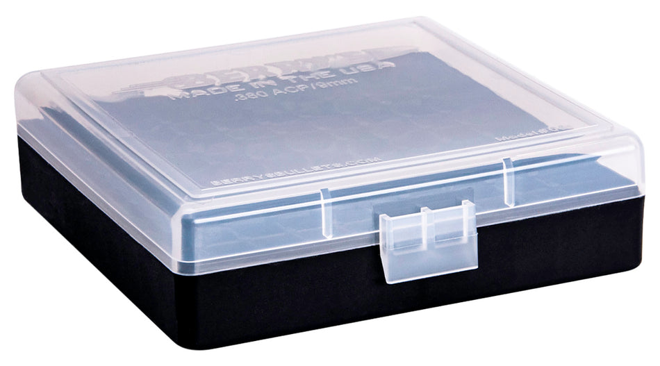 Berry's 87412 Ammo Box 9mm/380ACP Clear/Black Polypropylene 100rd