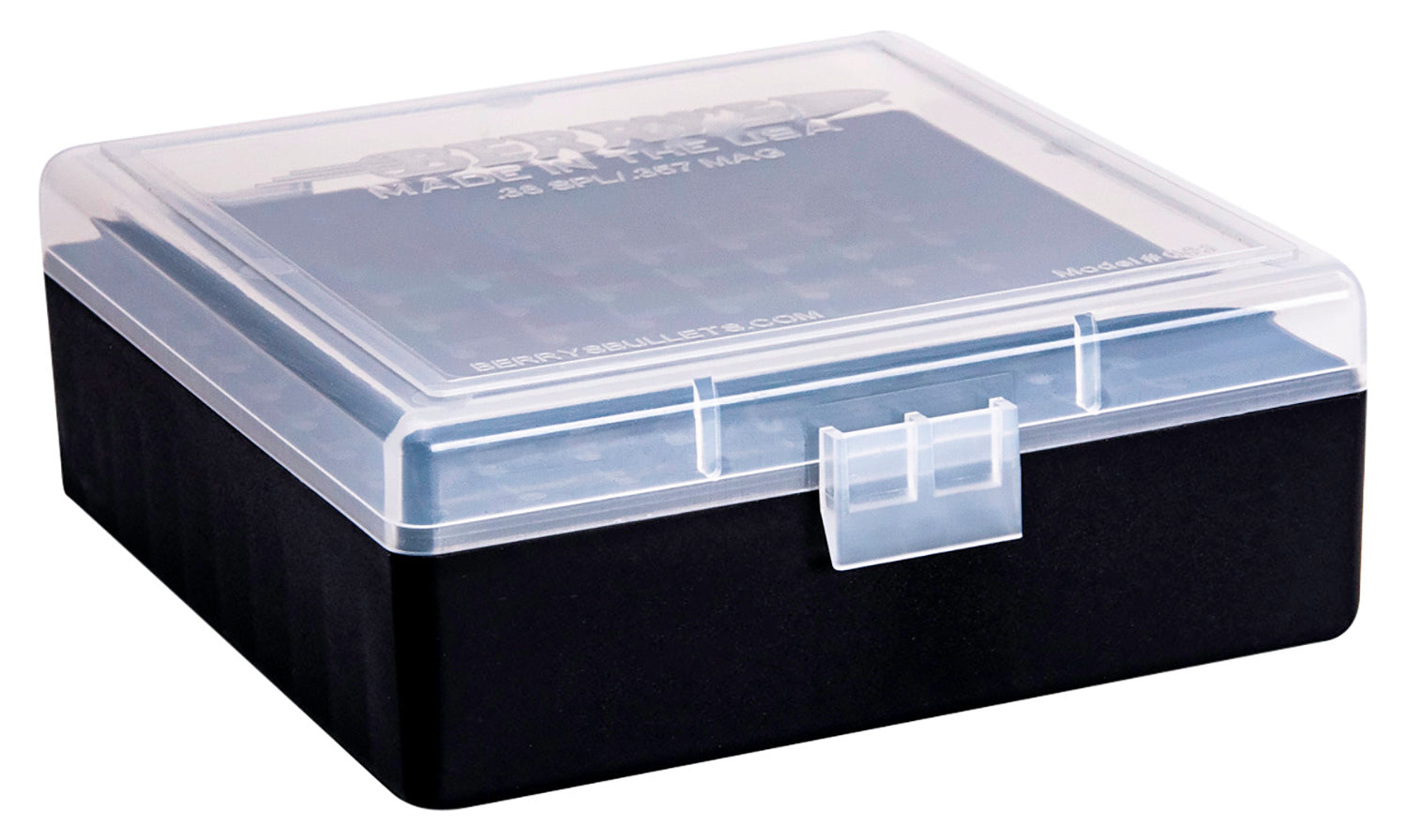 Berry's 15382 Ammo Box 38Special/357Mag Clear/Black Plastic 100rd