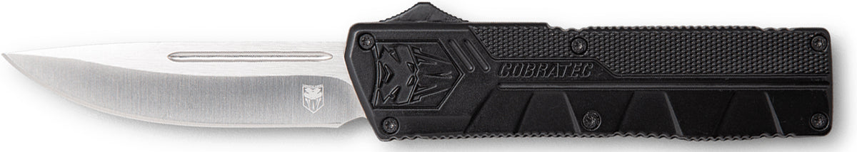 CobraTec Knives BCTLWDNS Lightweight 3.25" OTF Drop Point Plain D2 Steel Blade/Black Aluminum Handle Includes Pocket Clip