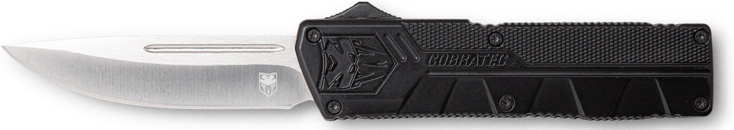 CobraTec Knives BCTLWDNS Lightweight 3.25" OTF Drop Point Plain D2 Steel Blade/Black Aluminum Handle Includes Pocket Clip