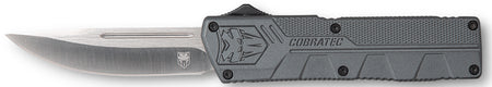 CobraTec Knives GYCTLWDNS Lightweight 3.25" OTF Drop Point Plain D2 Steel Blade/Gray Aluminum Handle Includes Pocket Clip