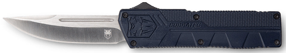 CobraTec Knives NYCTLWDNS Lightweight 3.25" OTF Drop Point Plain D2 Steel Blade/NYPD Blue Aluminum Handle Includes Pocket Clip