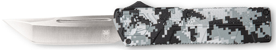 CobraTec Knives WDCCTLETNS Lightweight 3.25" OTF Tanto Plain D2 Steel Blade/Winter Digi Camo Aluminum Handle Includes Pocket Clip