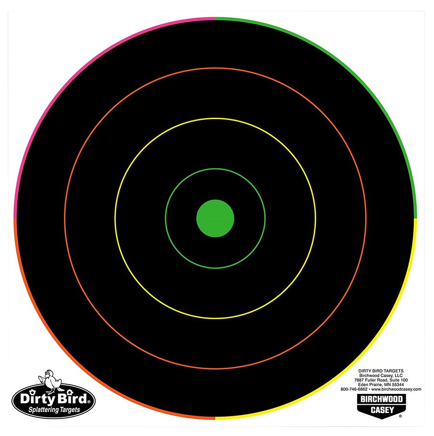 Birchwood Casey 35820 Dirty Bird 8" Bullseye Tagboard Hanging Pistol/Rifle Black/Green 20 Per Pkg