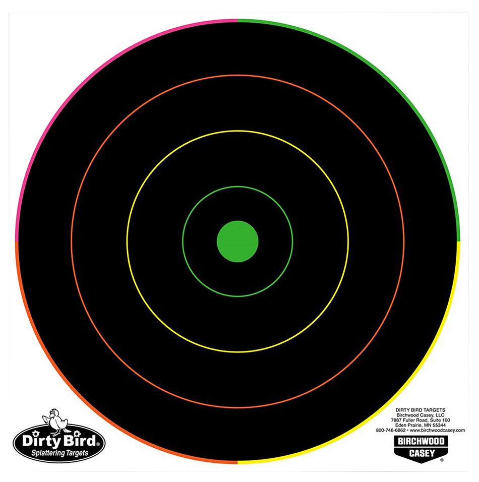 Birchwood Casey 35820 Dirty Bird 8" Bullseye Tagboard Hanging Pistol/Rifle Black/Green 20 Per Pkg