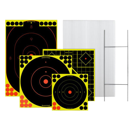 Birchwood Casey 38102 Sharpshooter Stand & Target Kit Standing Paper Black/Yellow 1 Frame/4 Targets