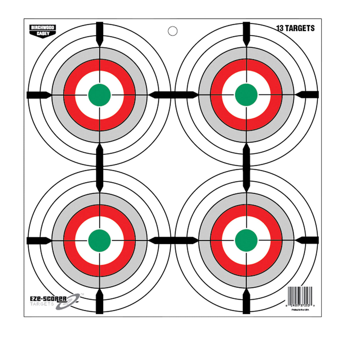 Birchwood Casey 37253 EZE-Scorer 12" Bullseye Paper Hanging Multi-Color 13 Per Pkg