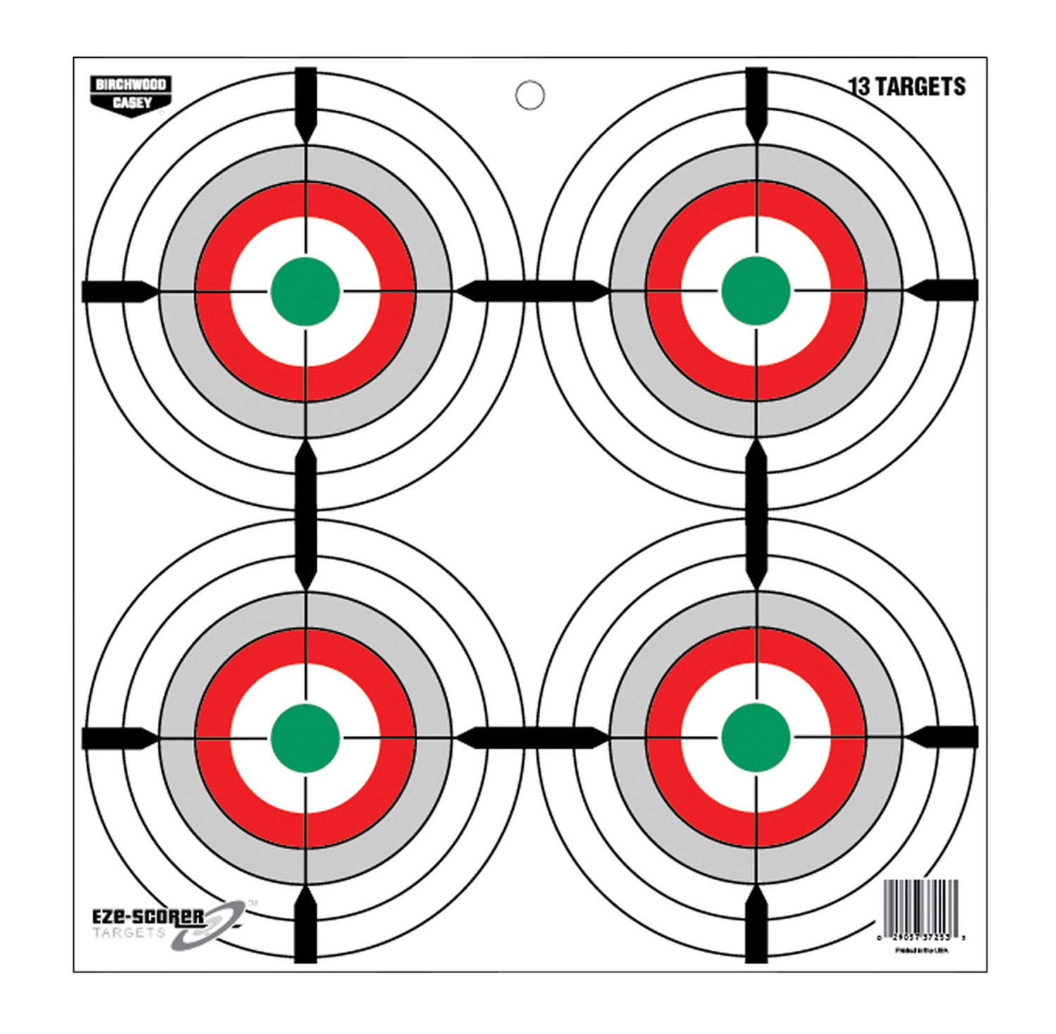 Birchwood Casey 37253 EZE-Scorer 12" Bullseye Paper Hanging Multi-Color 13 Per Pkg