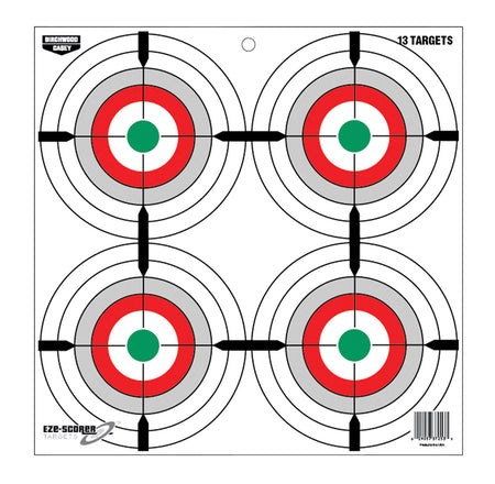 Birchwood Casey 37253 EZE-Scorer 12" Bullseye Paper Hanging Multi-Color 13 Per Pkg