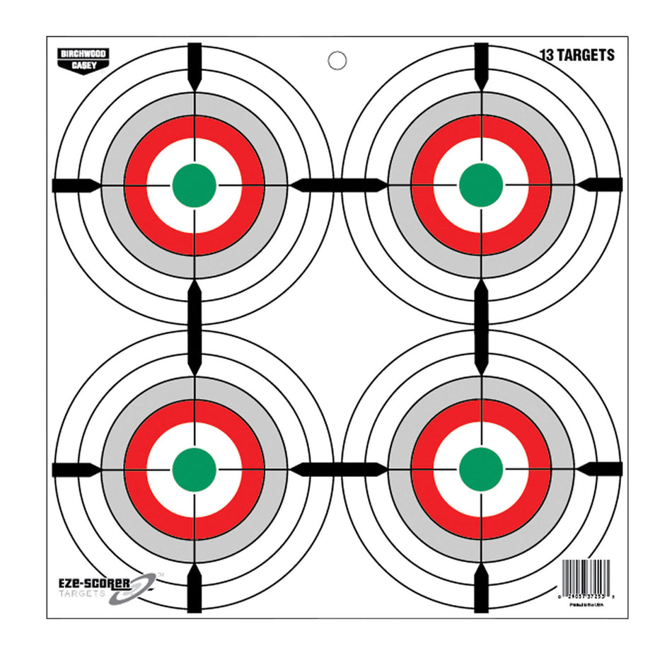 Birchwood Casey 37253 EZE-Scorer 12" Bullseye Paper Hanging Multi-Color 13 Per Pkg