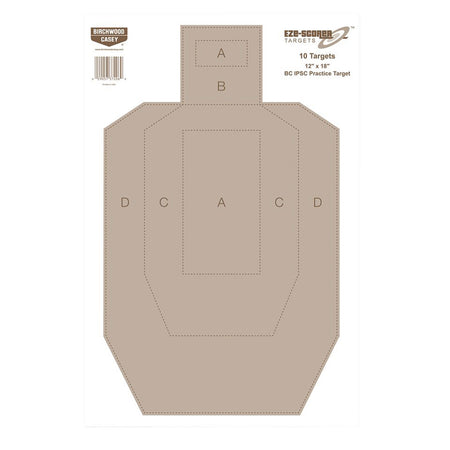Birchwood Casey 37206 EZE-Scorer IPSC Silhouette Paper Hanging Universal 12" x 18" Tan 10 Pk.