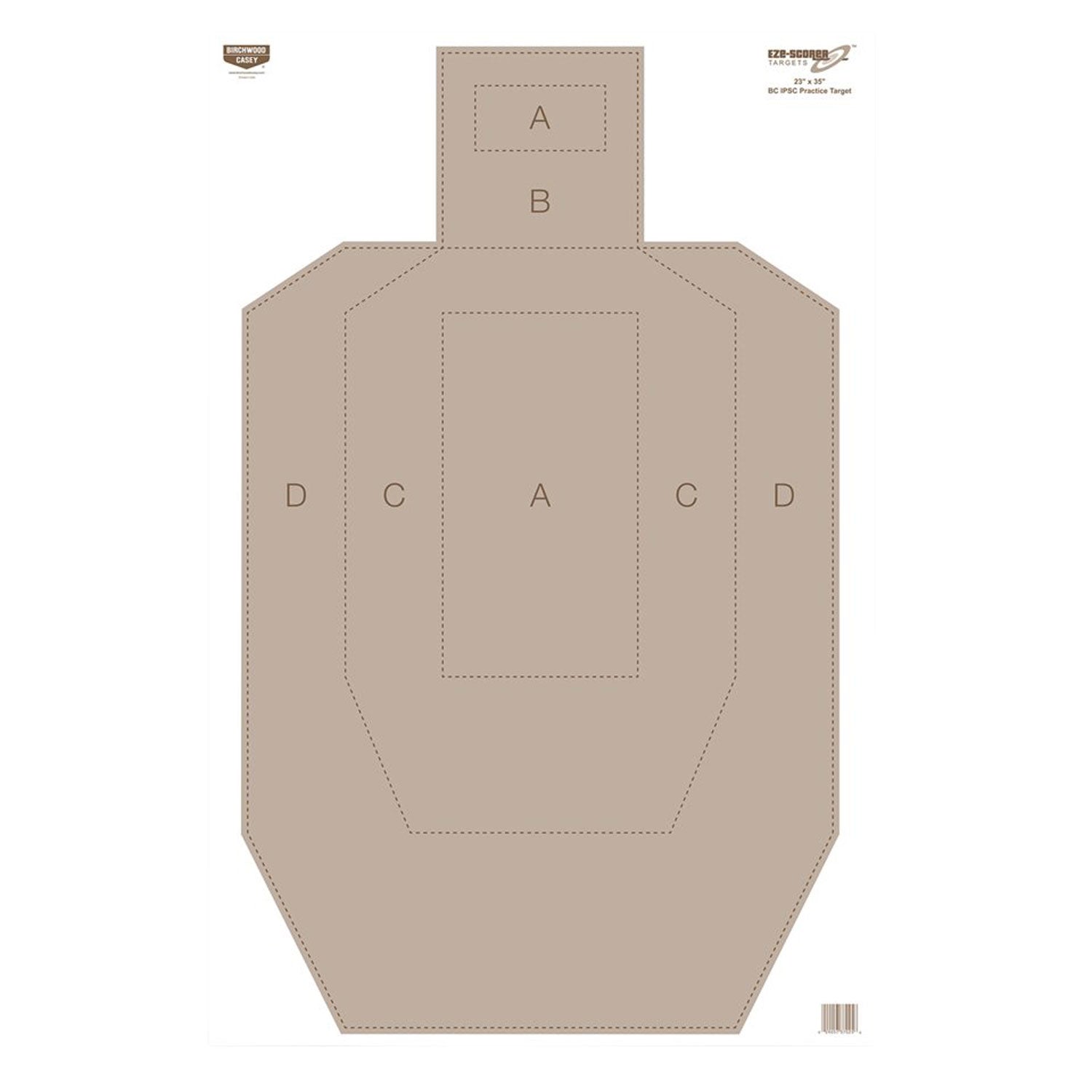 Birchwood Casey 37029 EZE-Scorer IPSC Silhouette Paper Hanging Universal 23" x 35" Tan 5 Pack